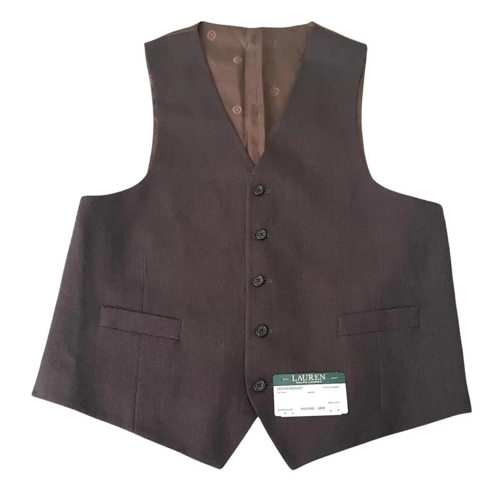Lauren Ralph Lauren Wool Suit Vest Logo Back
